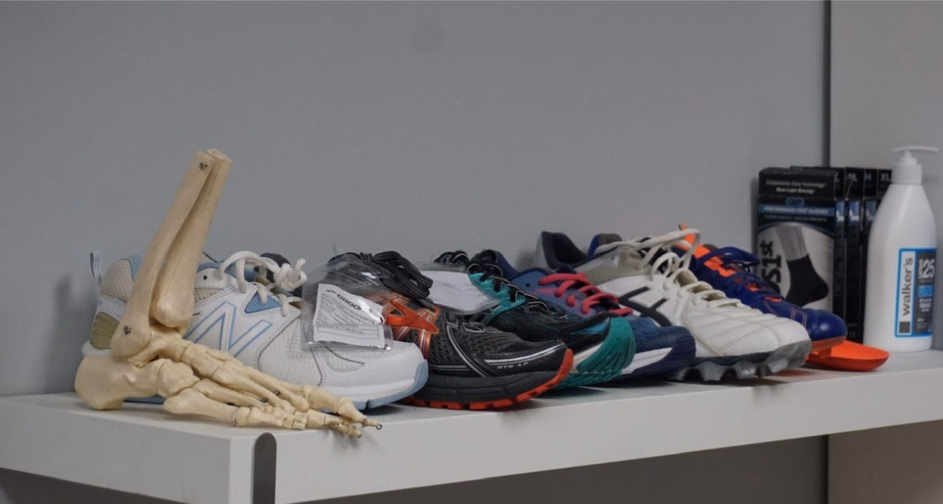 Podiatry footwear showing supportive shoes designed for foot health and comfort